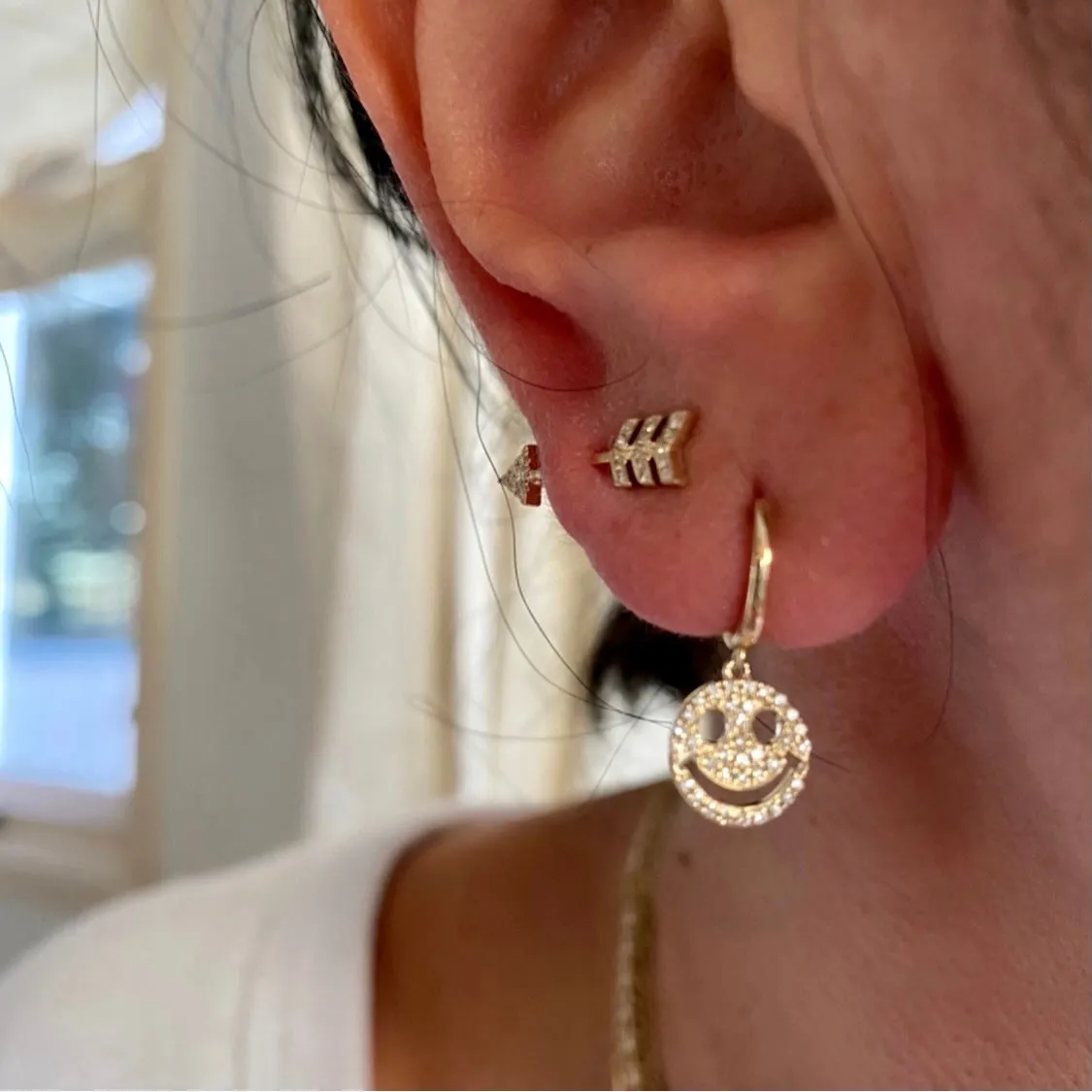 14KT Gold Diamond Arrow Earring