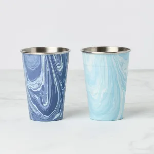 18 Oz Party Cup, Set of 2, Navy Blue Swirl
