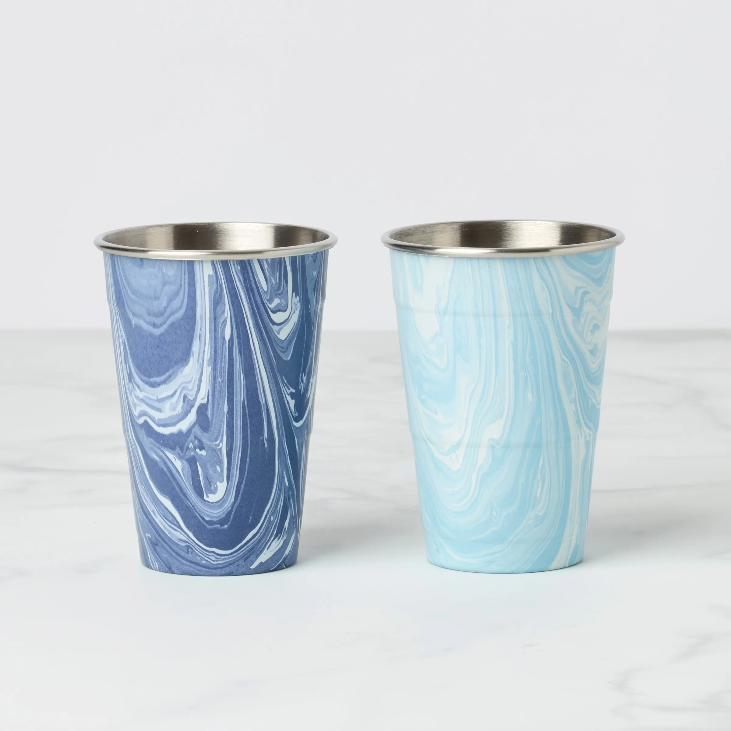 18 Oz Party Cup, Set of 2, Navy Blue Swirl