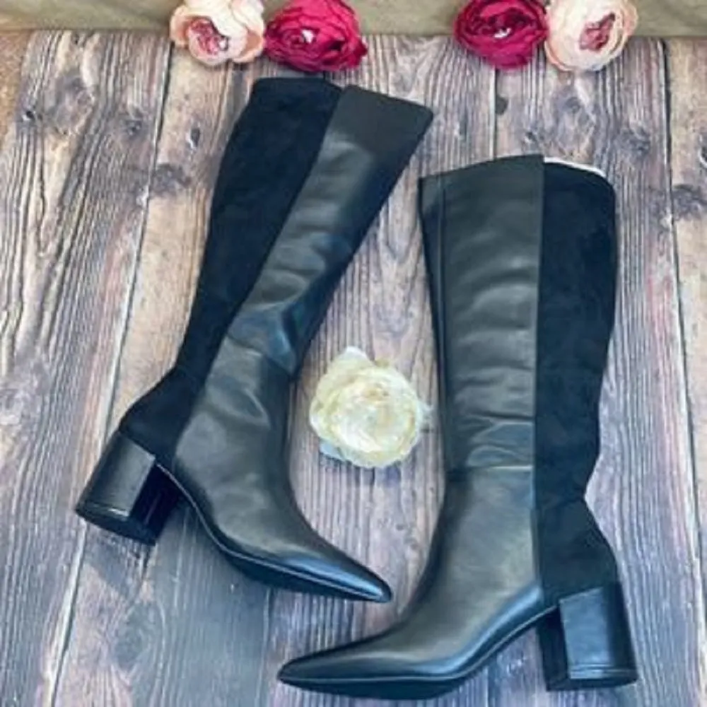Alfani Wide Calf Black Leather Bexleyy Riding Boots 11M-WC