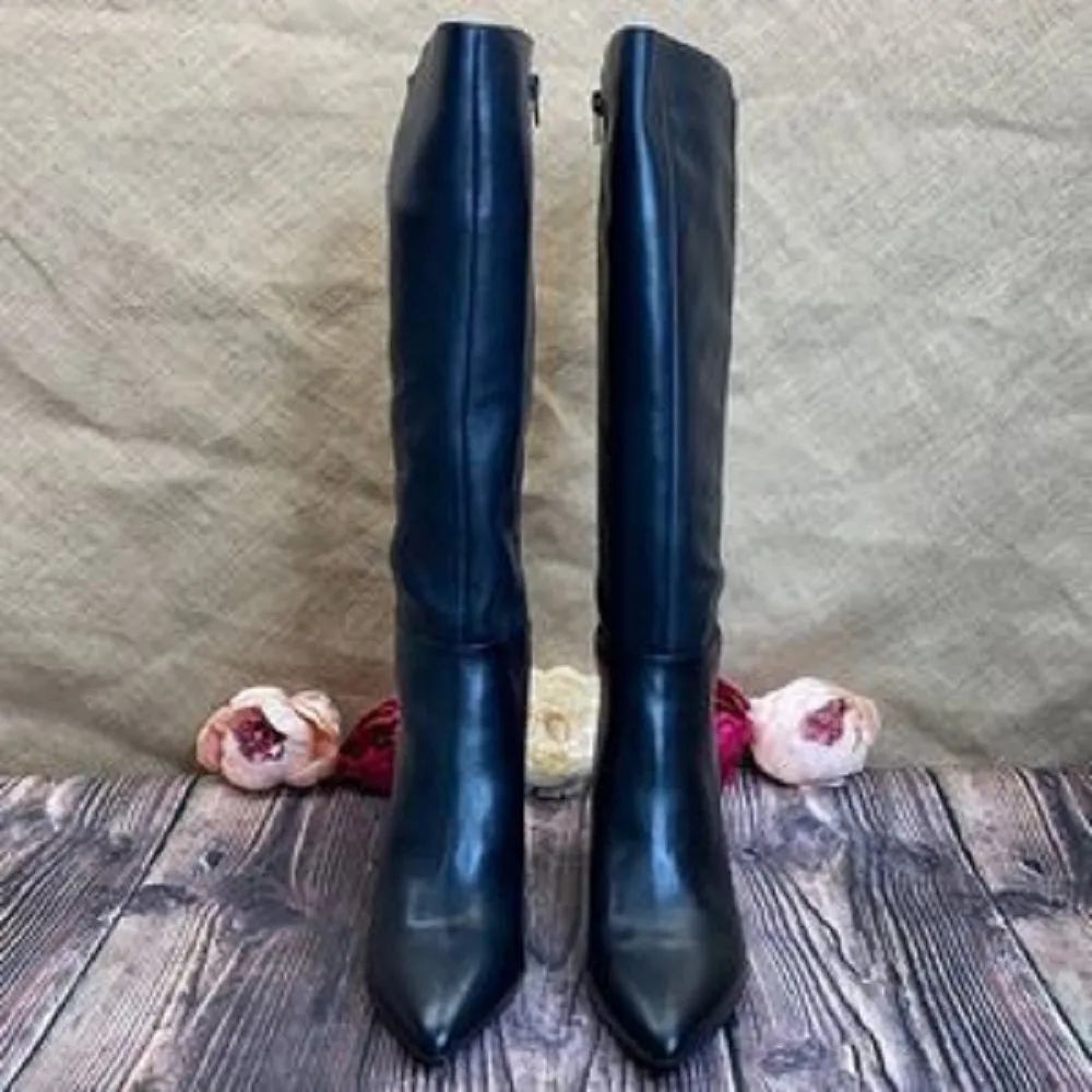 Alfani Wide Calf Black Leather Bexleyy Riding Boots 11M-WC