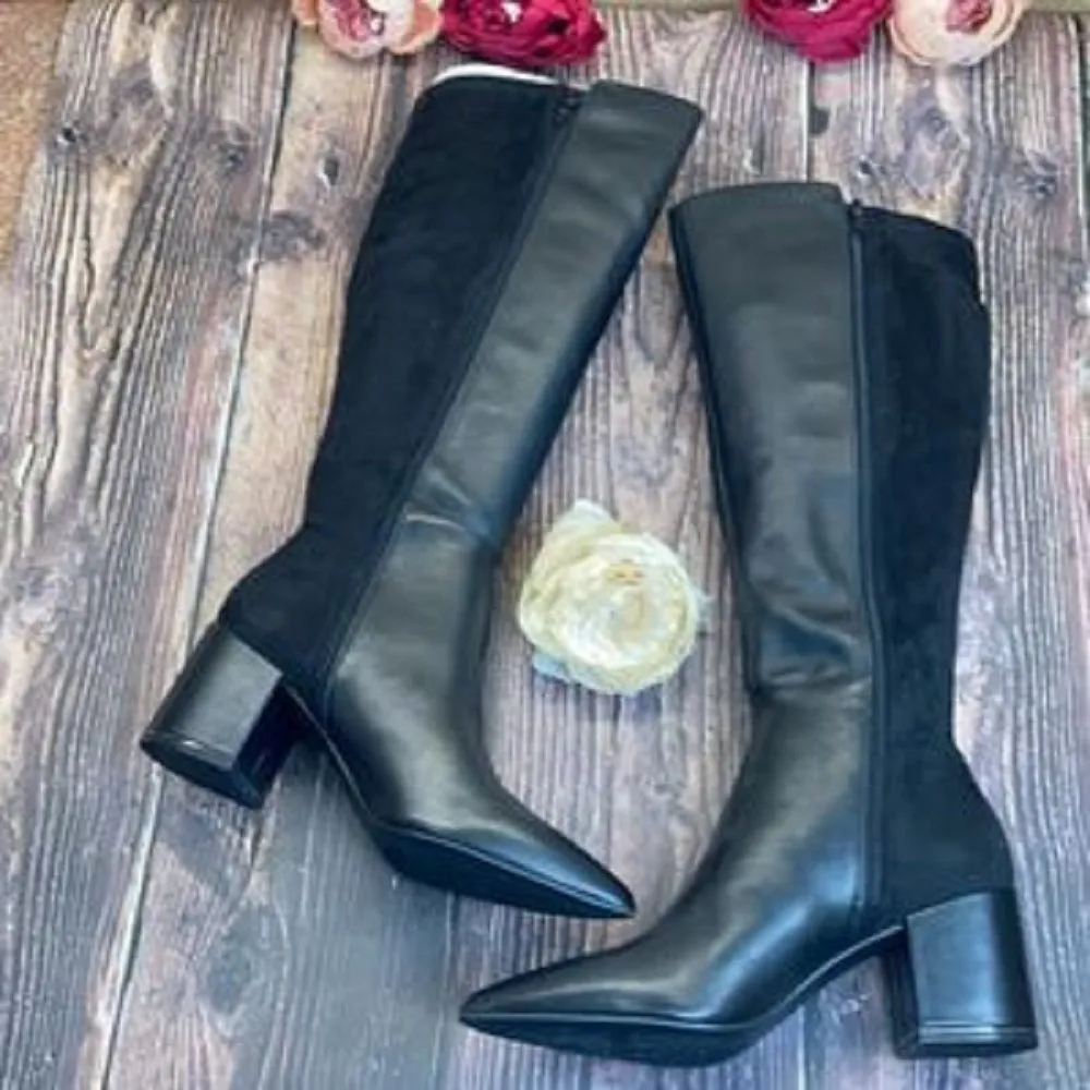 Alfani Wide Calf Black Leather Bexleyy Riding Boots 11M-WC