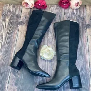 Alfani Wide Calf Black Leather Bexleyy Riding Boots 11M-WC