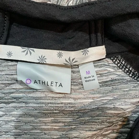 Athleta Snowscape Grey Hooded Zip Running Jacket size medium