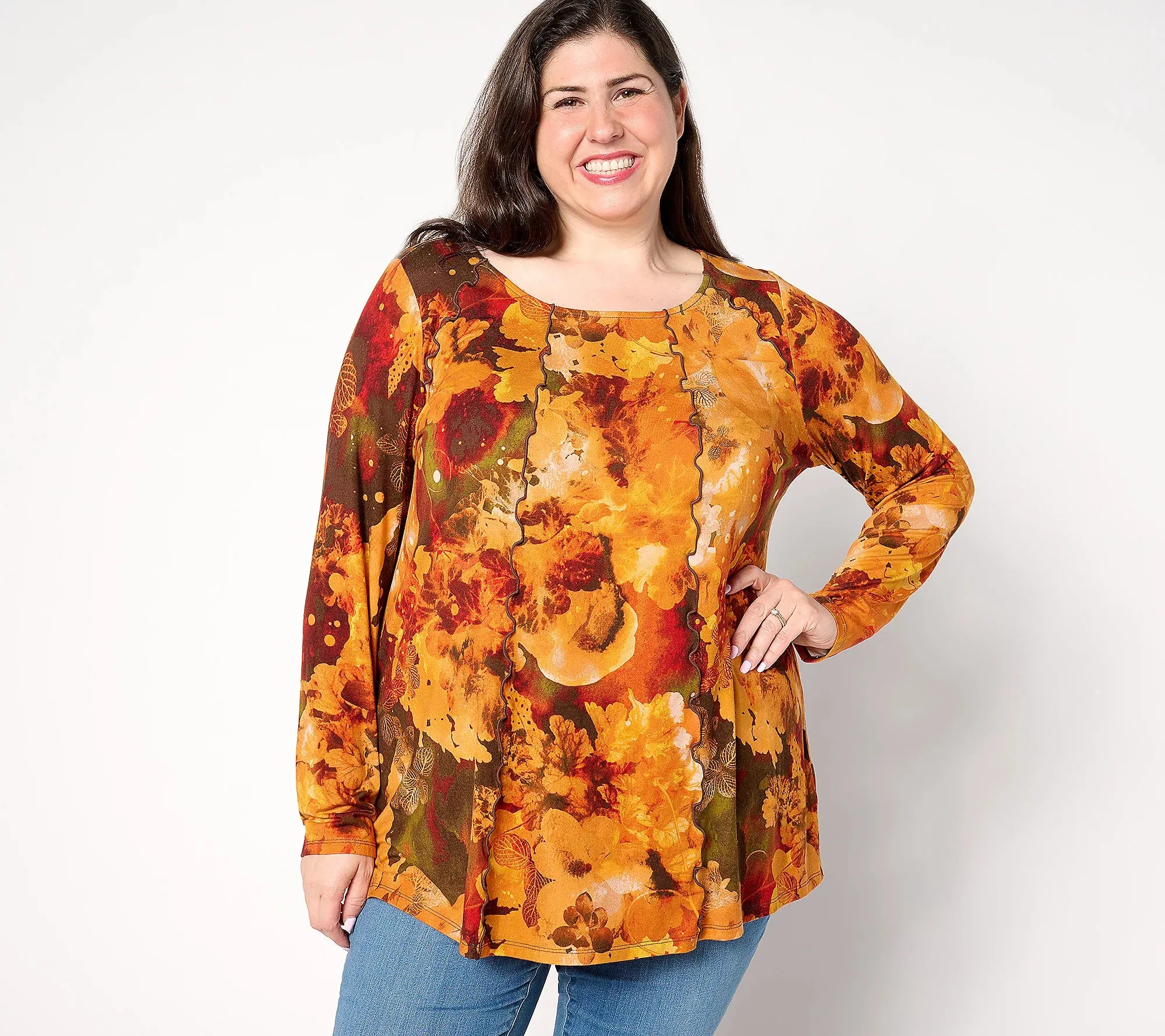 Attitudes by Renee Ballet Neck Top w/ Detail Seaming