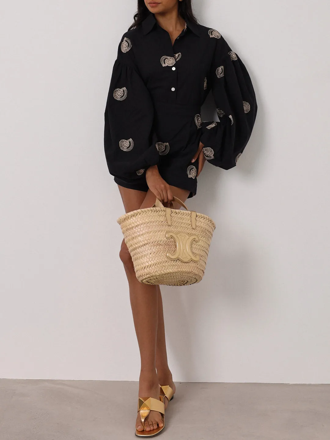 Avia Embroidered Cotton Shirt | Black