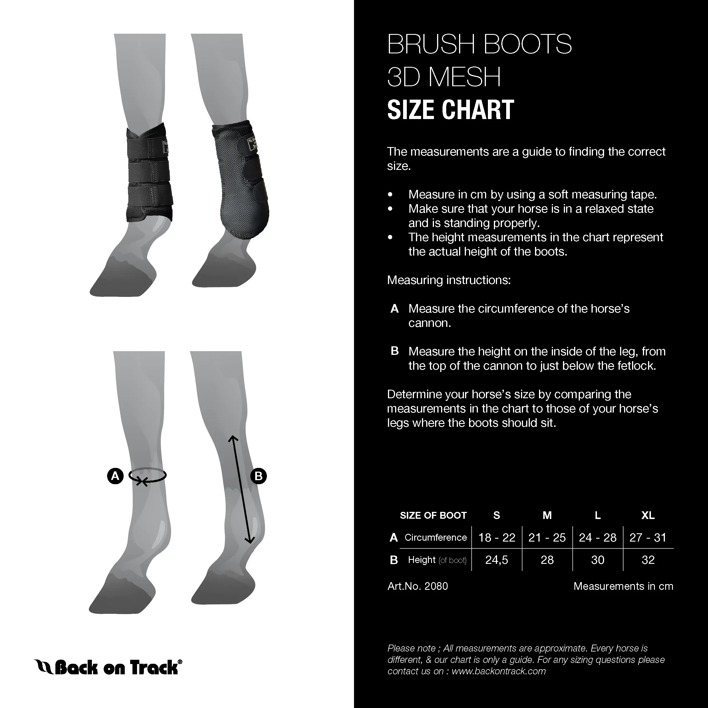 Back on Track 3D Mesh Splint Brush Boots- Black