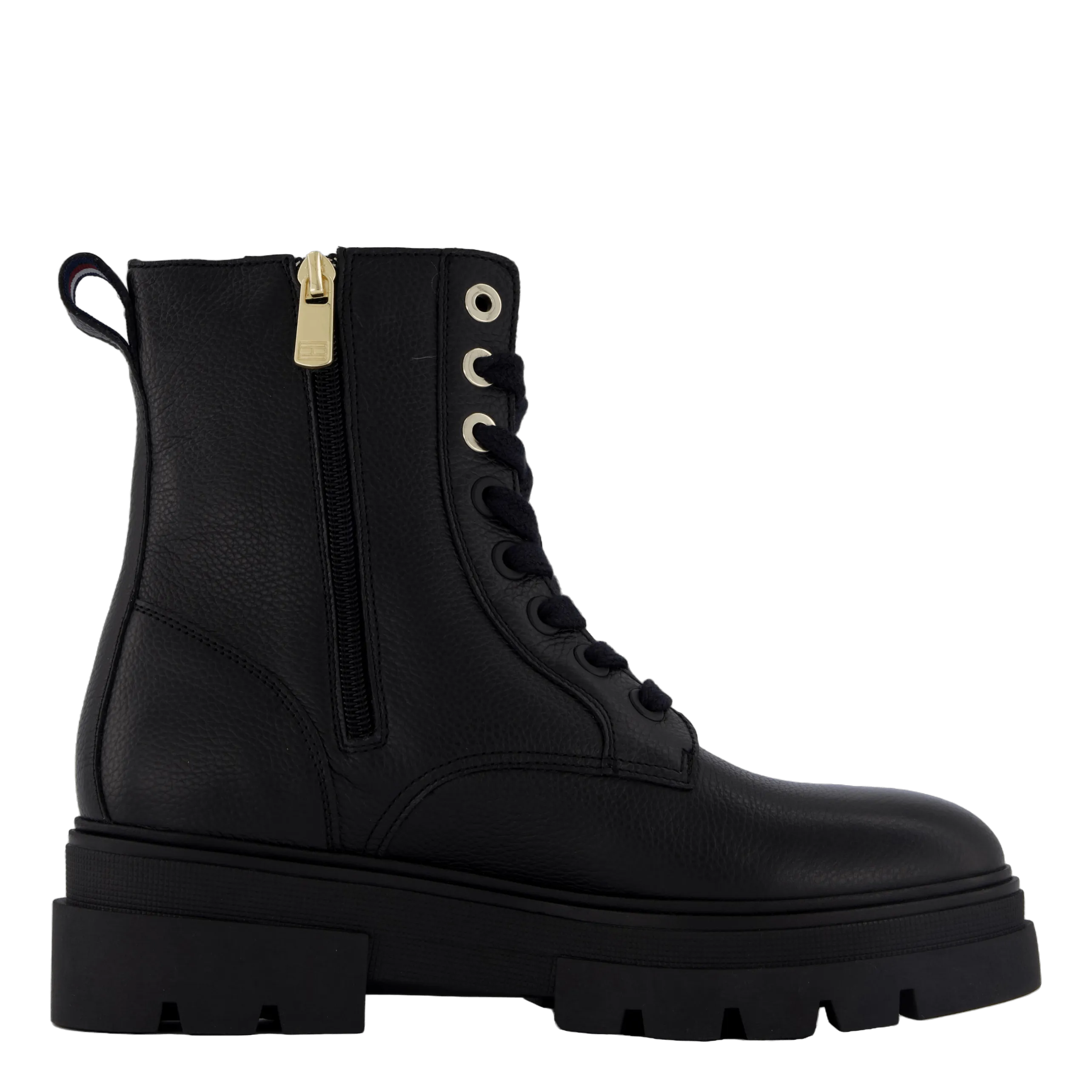 Bicolor Leather Lace-up Black