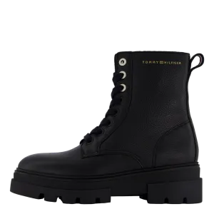 Bicolor Leather Lace-up Black