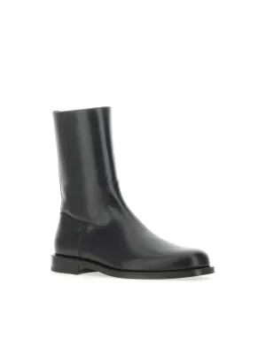 Black Leather Zip-Up Boots