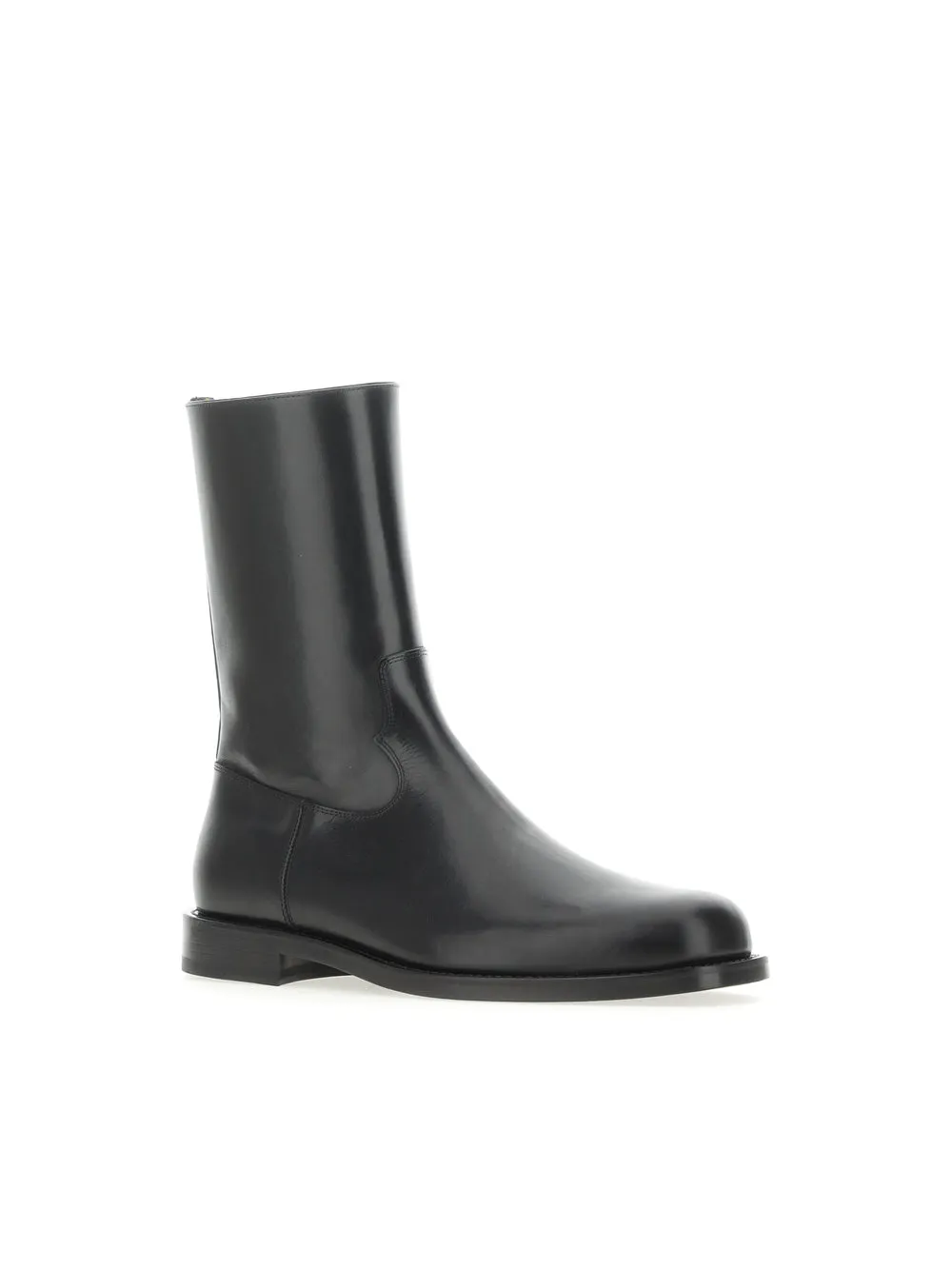 Black Leather Zip-Up Boots