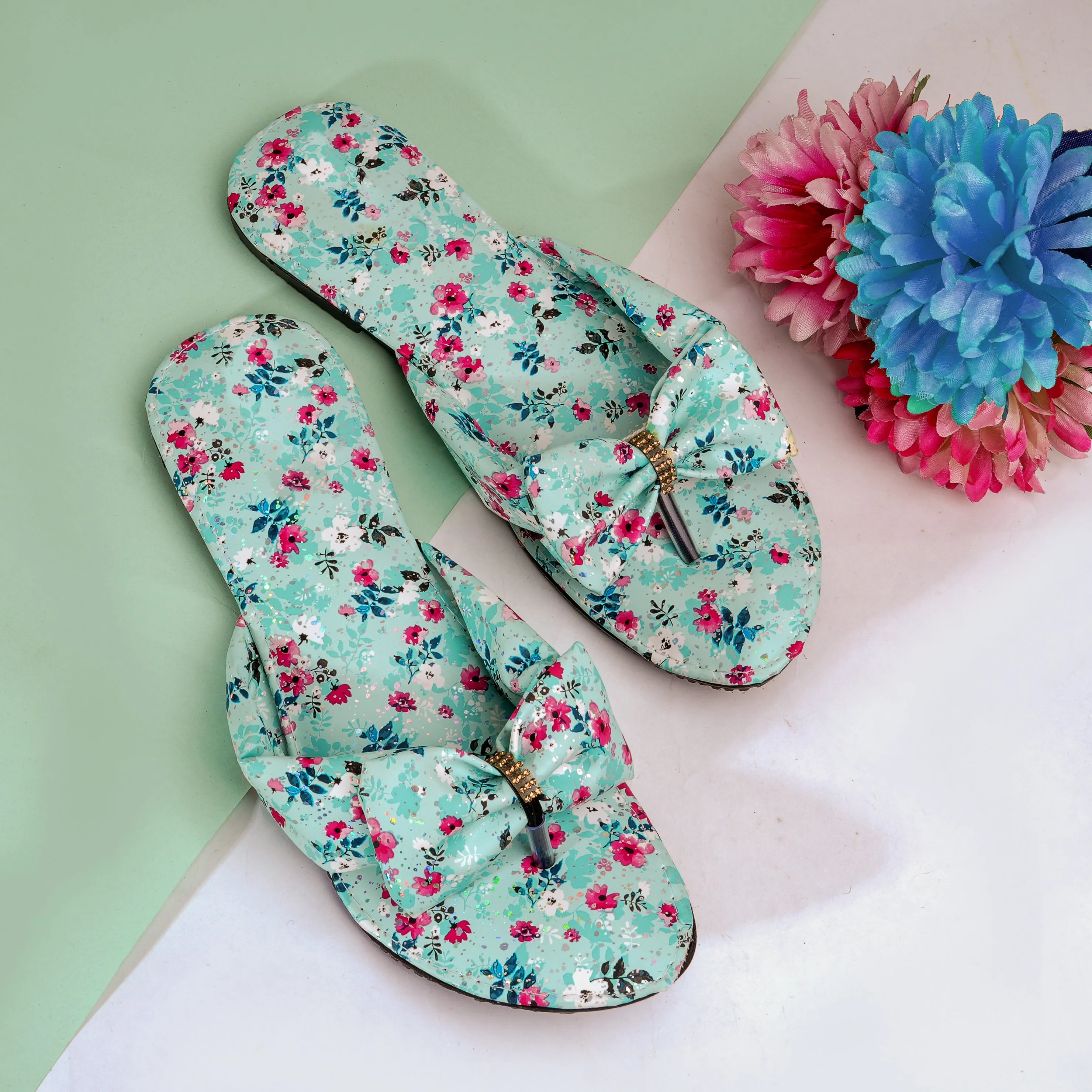 Blossom Bow Flat - Soft Sage Green