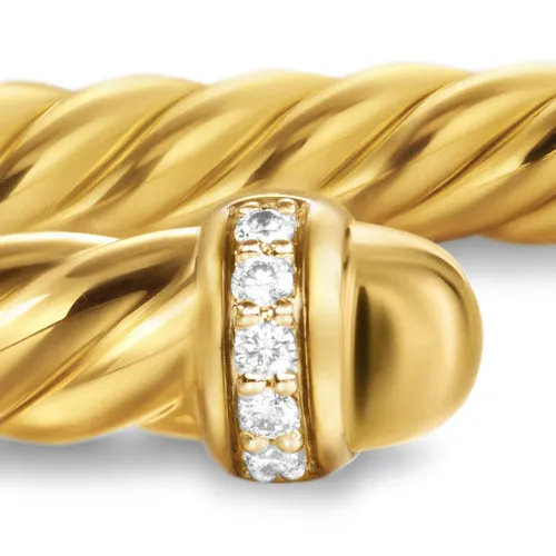Cablespira Flex Bracelet in 18K Yellow Gold with Gold Domes and Diamonds, 4mm, Size Medium