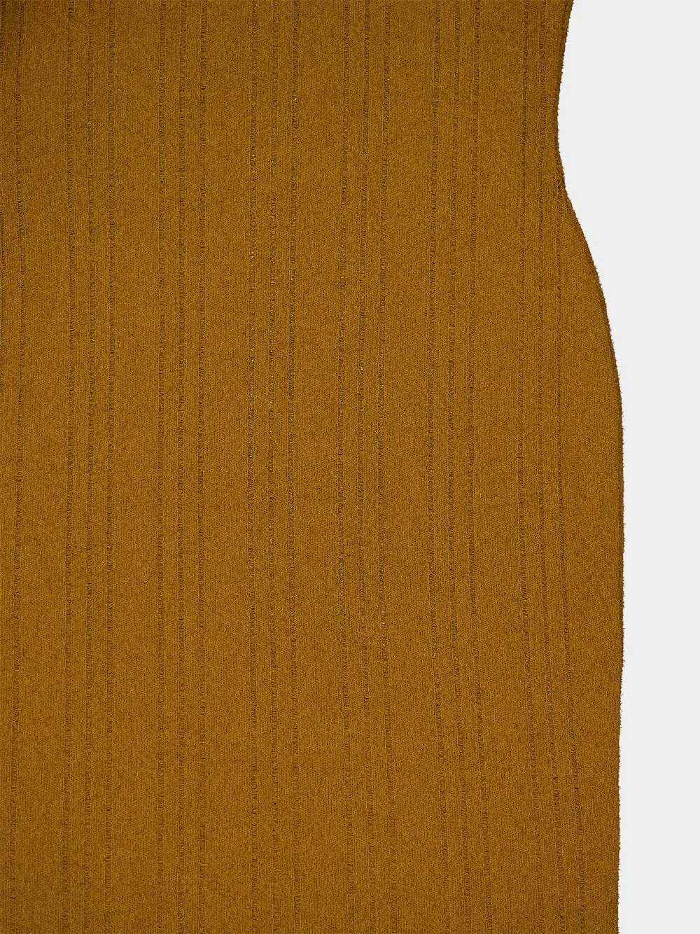 Camel Button-Embellished Midi Dress