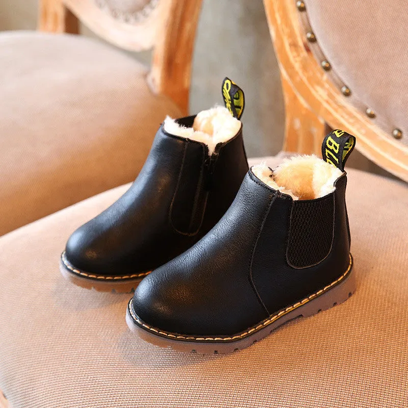 Children Boots Boys Snow Waterproof Shoes Kids Leather Boots Boys Boots Girls Martin Warm Shoes Children Sport Shoes 21-36