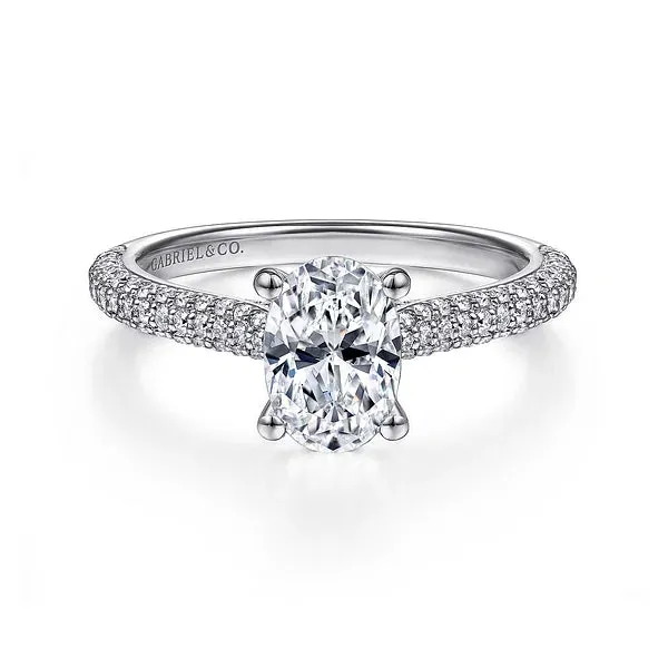Contemporary Oval Pavé Diamond Engagement Ring Mounting