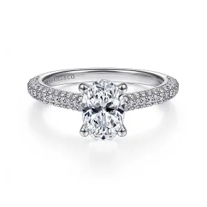 Contemporary Oval Pavé Diamond Engagement Ring Mounting