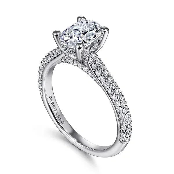 Contemporary Oval Pavé Diamond Engagement Ring Mounting