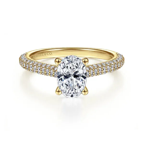 Contemporary Oval Pavé Diamond Engagement Ring Mounting