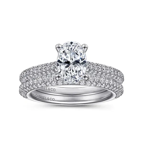 Contemporary Oval Pavé Diamond Engagement Ring Mounting