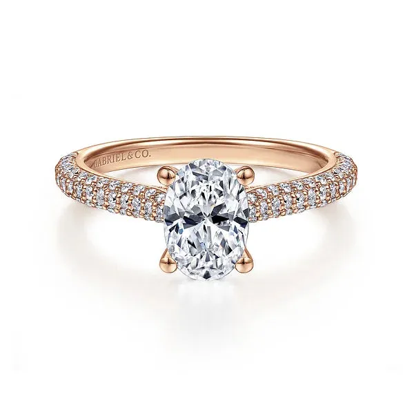 Contemporary Oval Pavé Diamond Engagement Ring Mounting