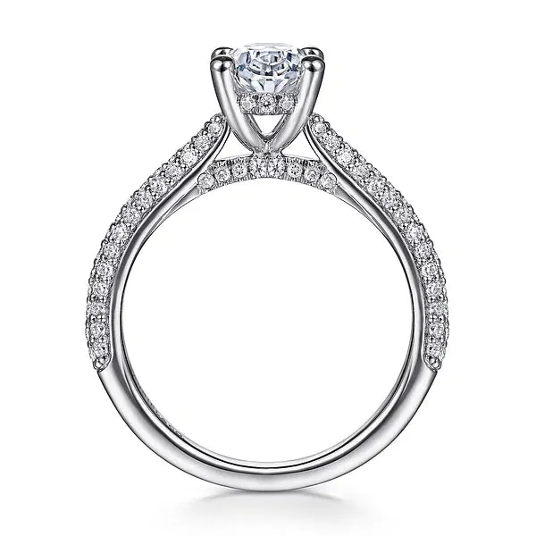 Contemporary Oval Pavé Diamond Engagement Ring Mounting