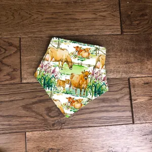 Cows in the meadow bandana dribble bib