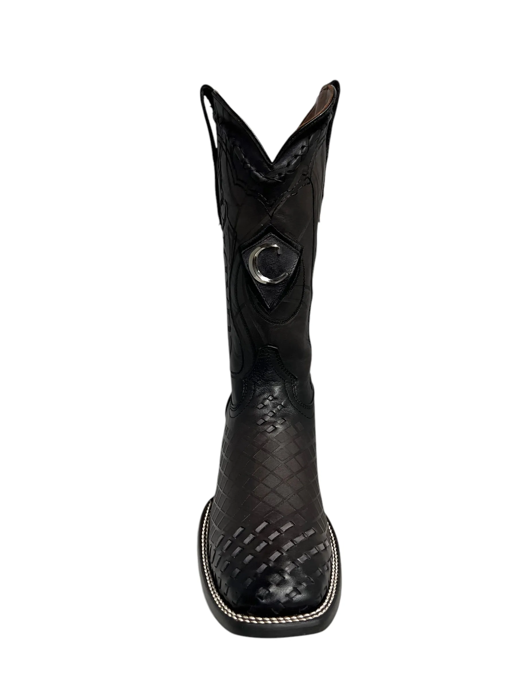 Cuadra Black Laser & Embroidery & Woven Square Toe - CU676