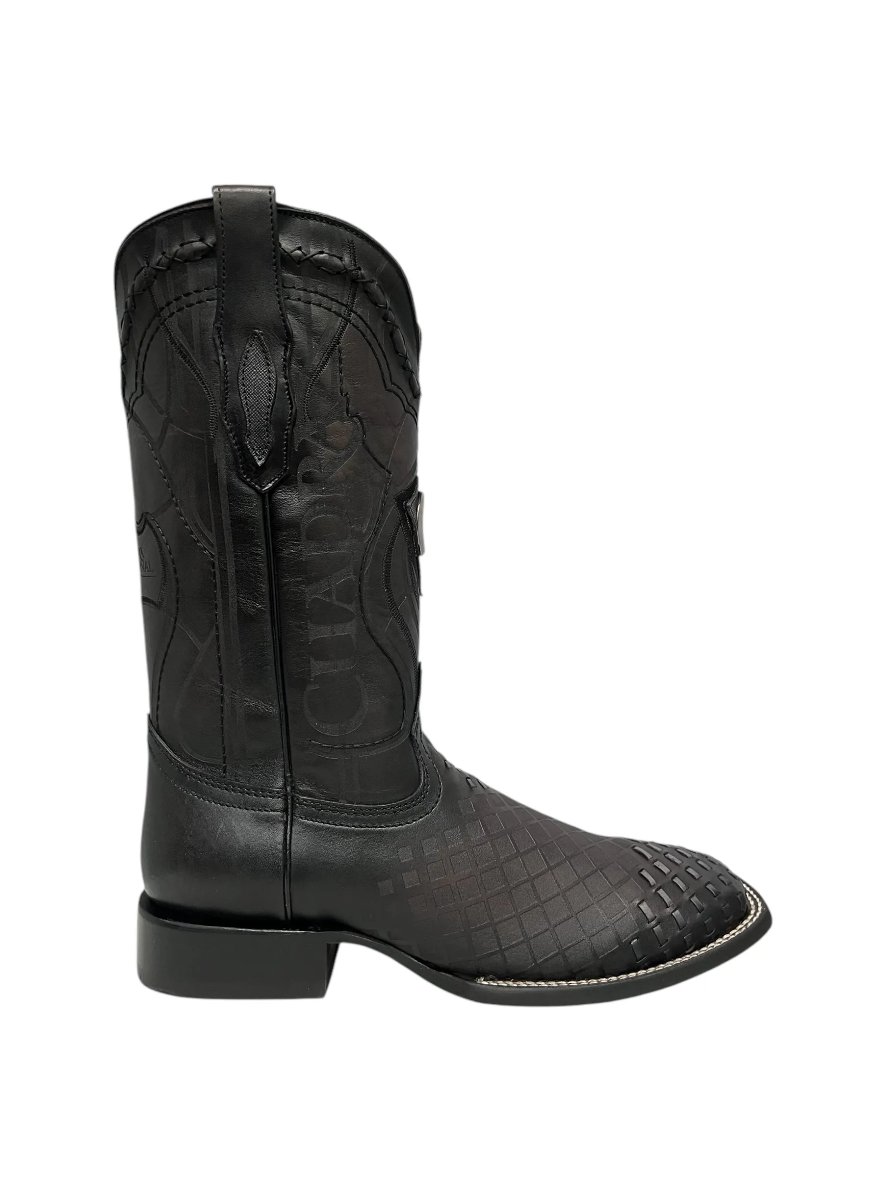 Cuadra Black Laser & Embroidery & Woven Square Toe - CU676