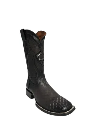 Cuadra Black Laser & Embroidery & Woven Square Toe - CU676