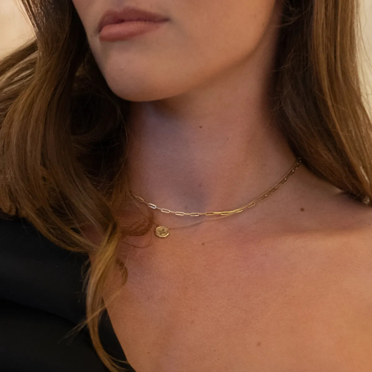 Dainty Link Breaker Necklace 14K Solid Gold