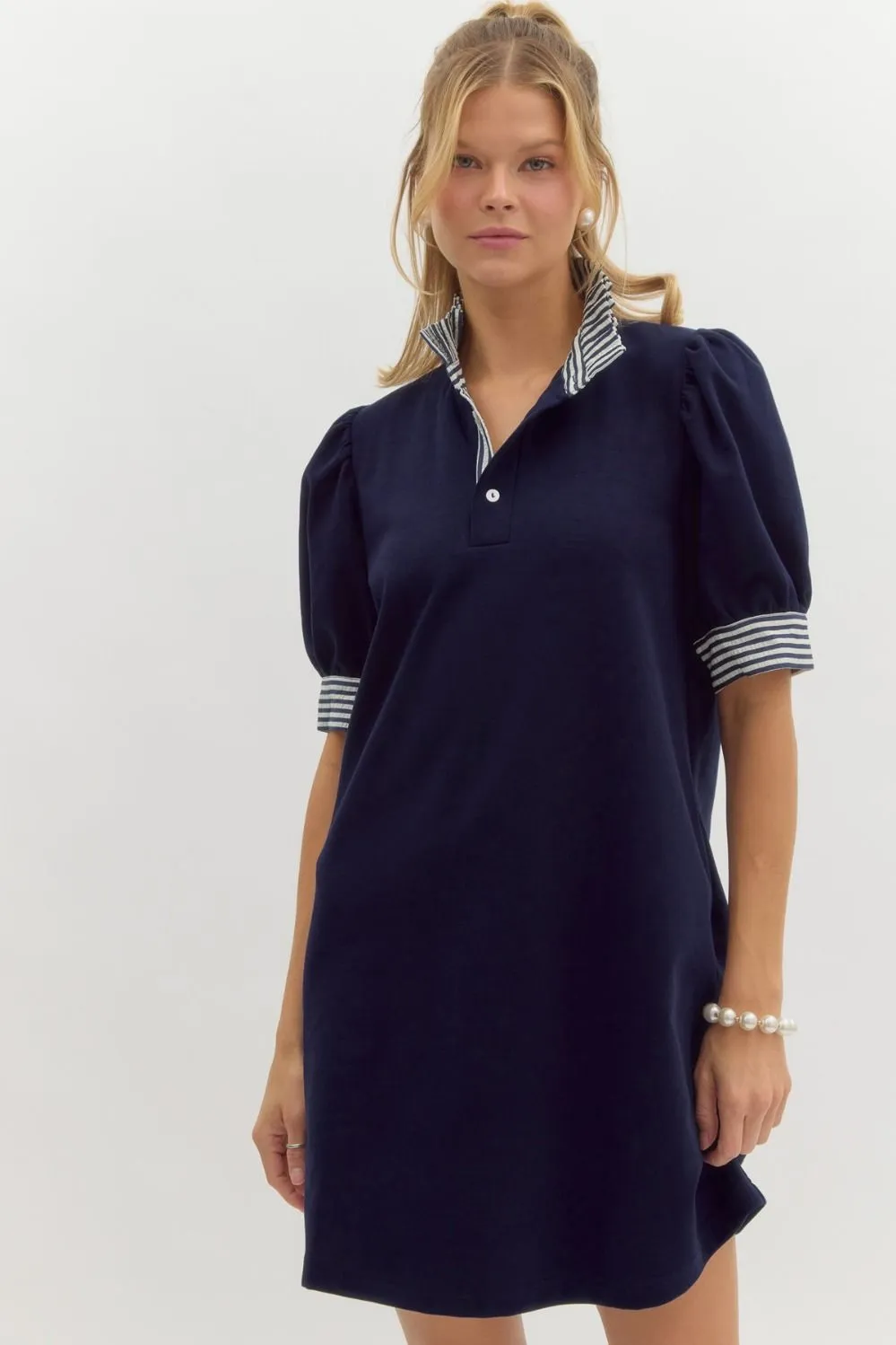 Dally Black Ruffle Collar Dress