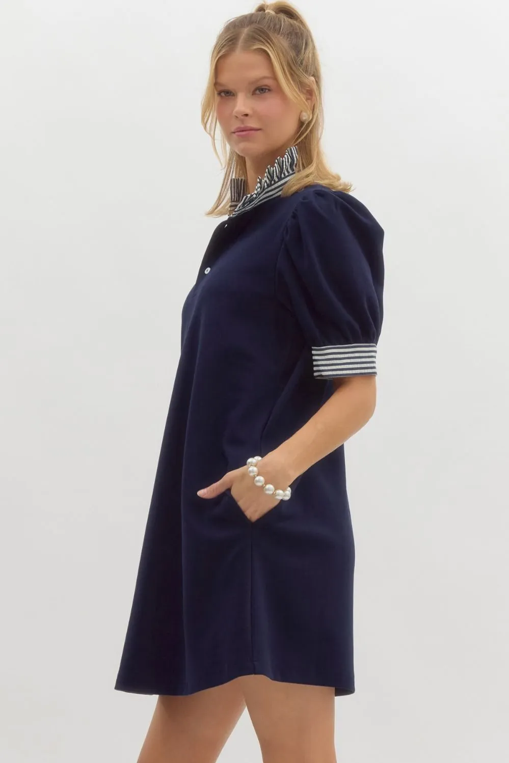 Dally Black Ruffle Collar Dress