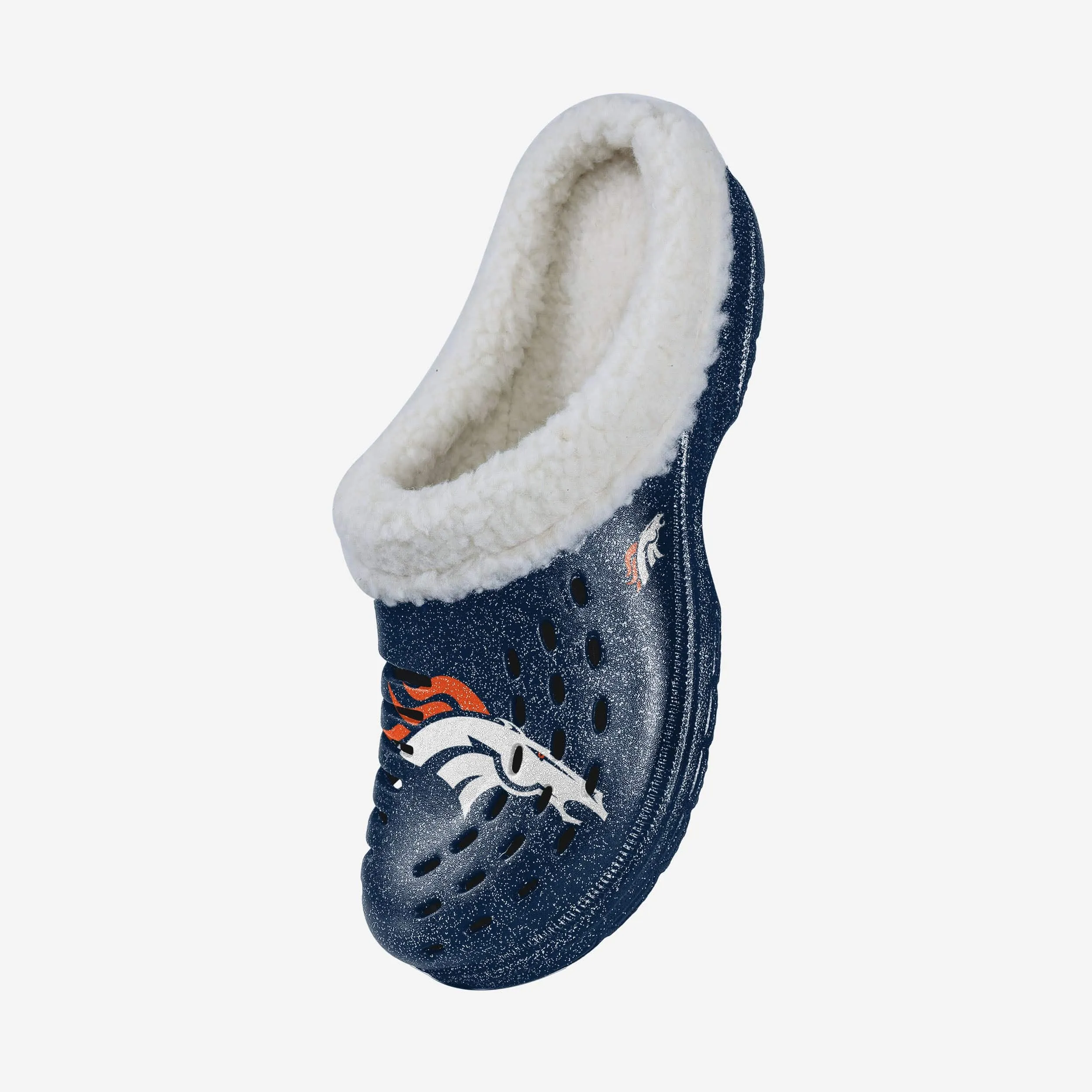 Denver Broncos Womens Sherpa Lined Glitter Clog