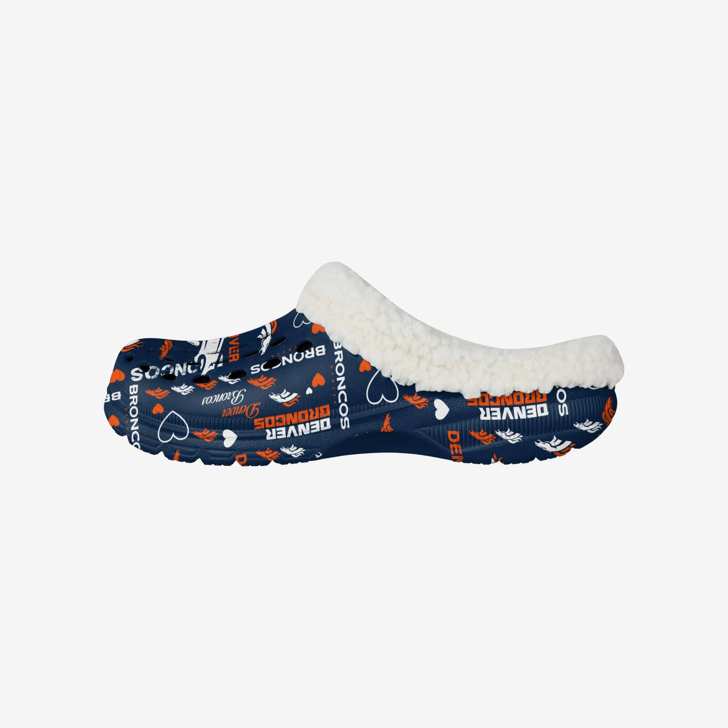 Denver Broncos Womens Sherpa Lined Logo Love Clog