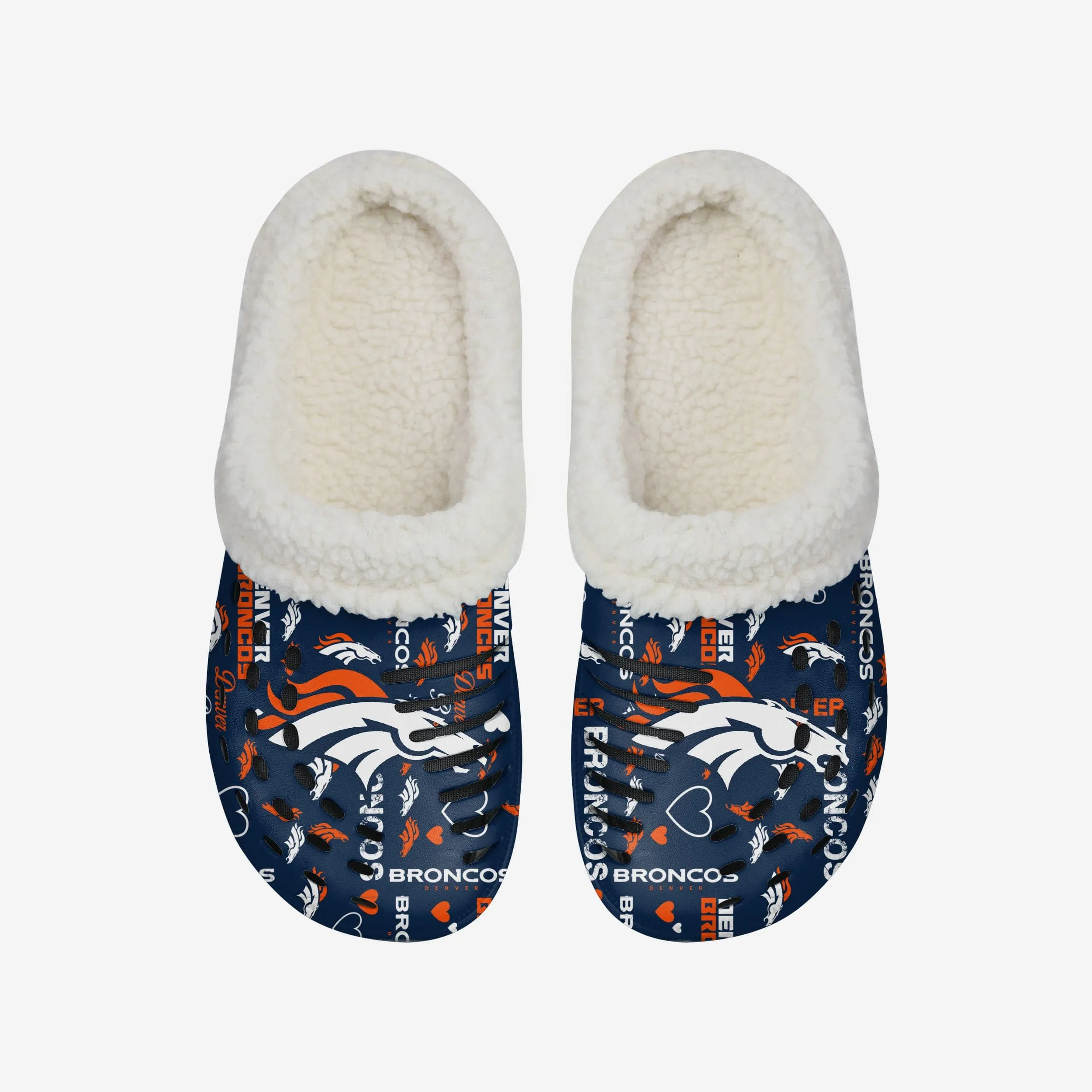 Denver Broncos Womens Sherpa Lined Logo Love Clog