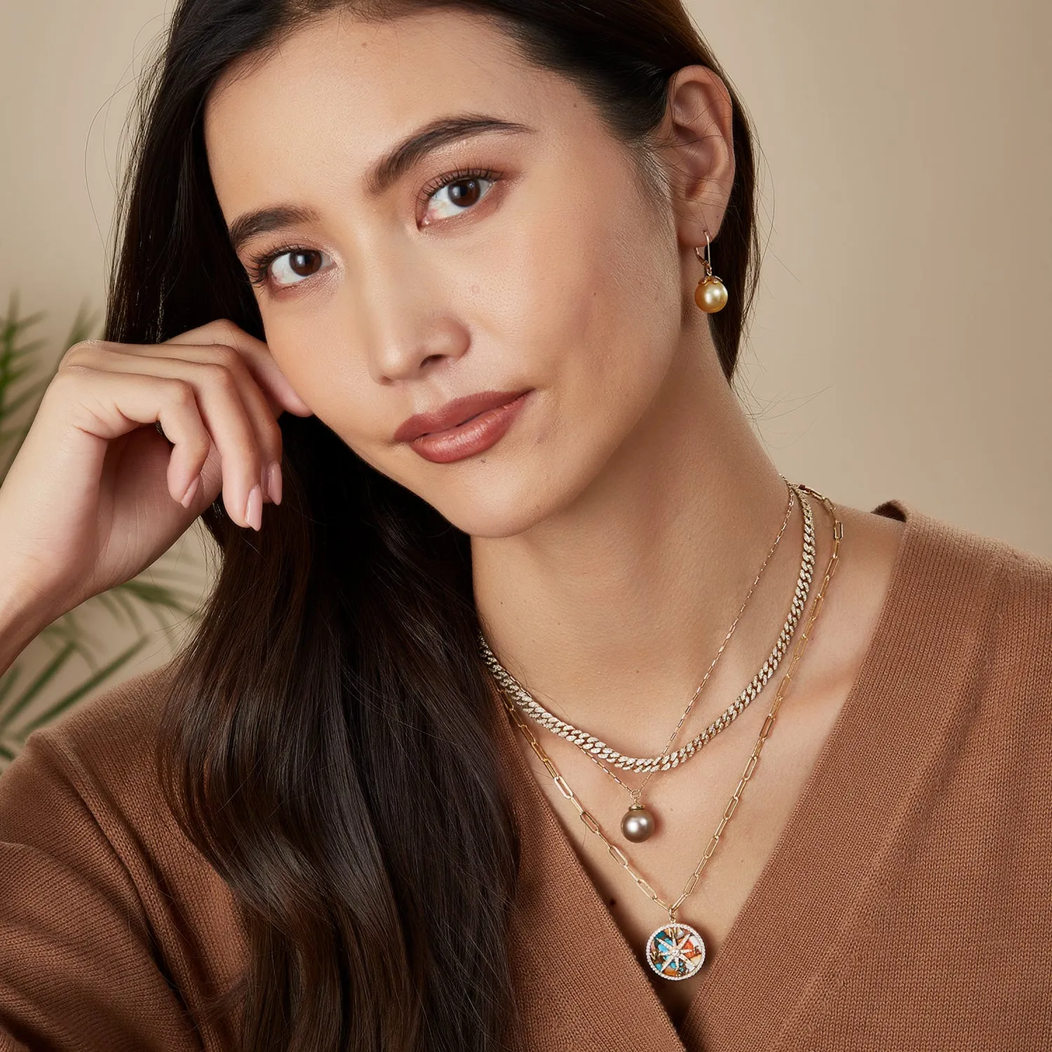 Diamond Yellow Gold Cuban Chain Necklace