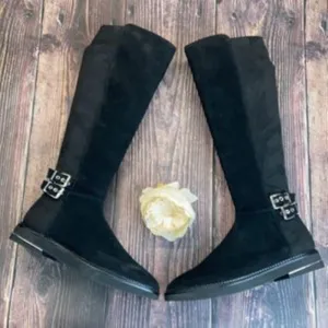 DKNY Black Leather Lena Tall Boots 7.5M