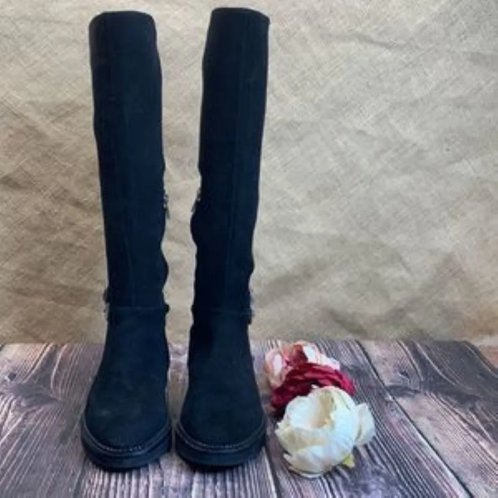 DKNY Black Leather Lena Tall Boots 7.5M
