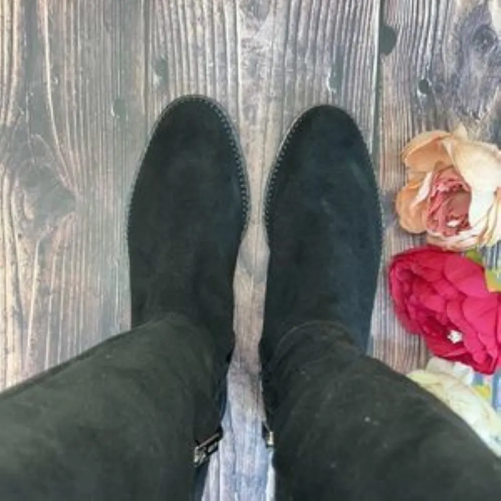 DKNY Black Leather Lena Tall Boots 7.5M