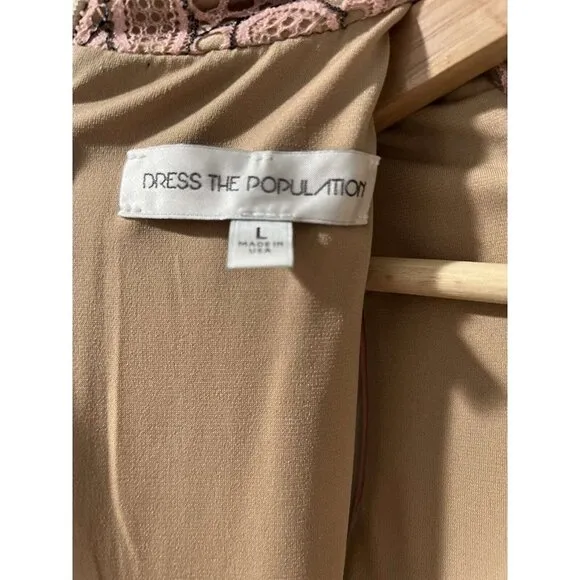 Dress The Population Norah Pink Nude Black Bodycon Formal Dress Size Large