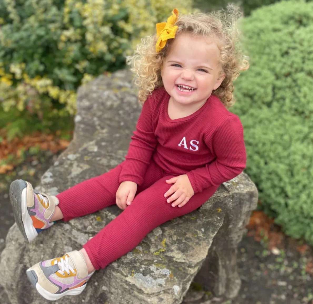 Embroidered Ribbed Maroon Lounge Set