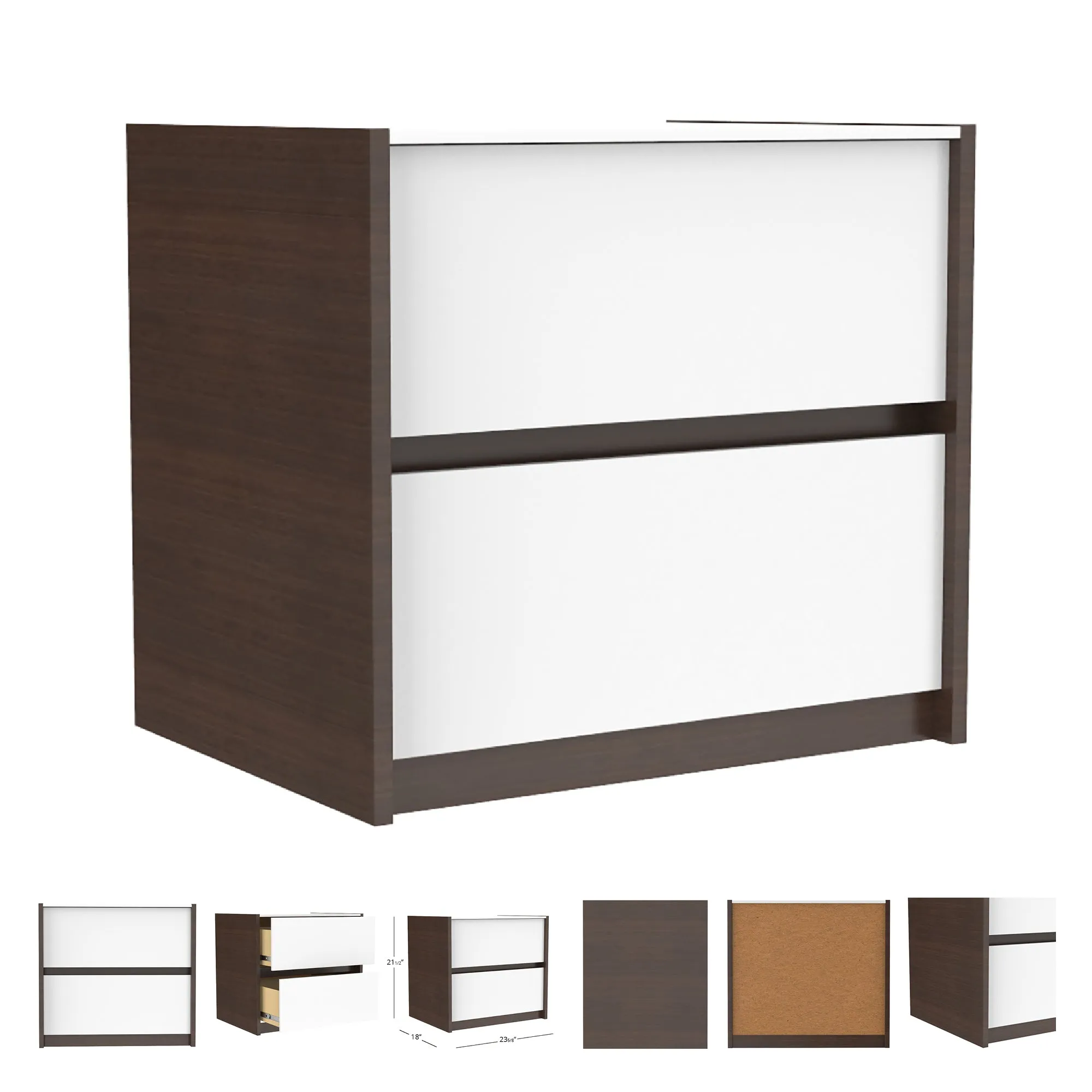 Farona night table for bedroom decoration, walnut & white