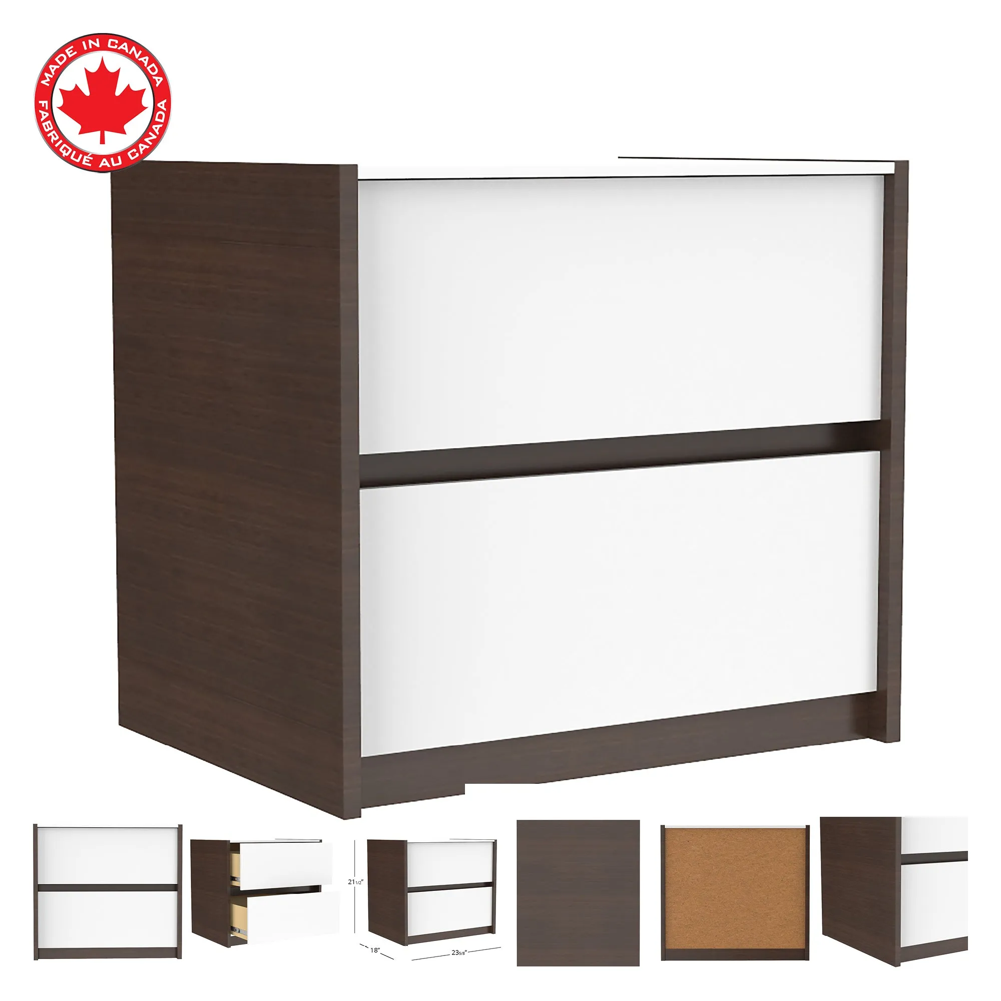Farona night table for bedroom decoration, walnut & white