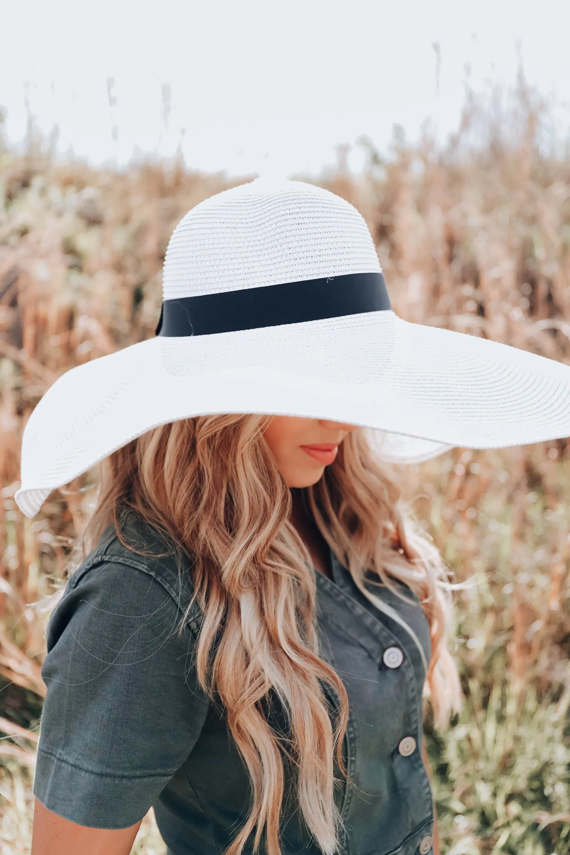 Farrah Floppy Straw Hat - White