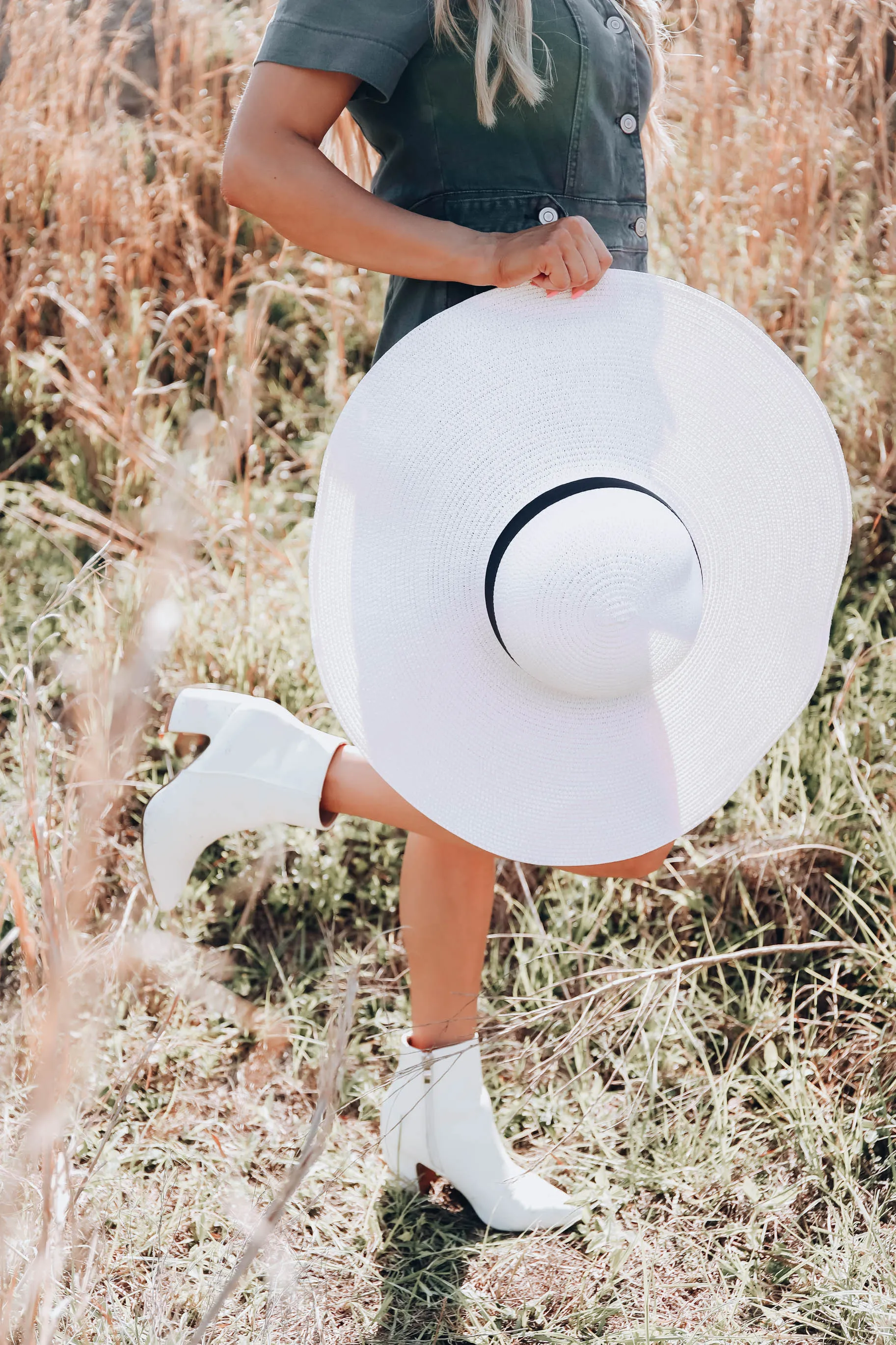 Farrah Floppy Straw Hat - White