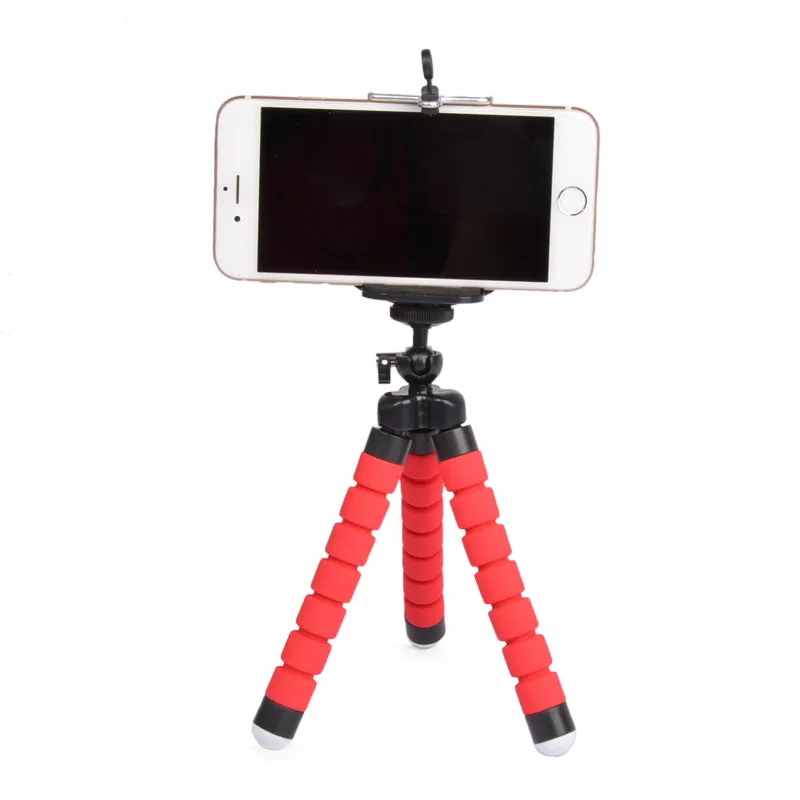 Flexible Portable Adjustable Tripod Mini Universal Octopus Leg Style Bluetooth Selfie Stick  blue_With Bluetooth remote control