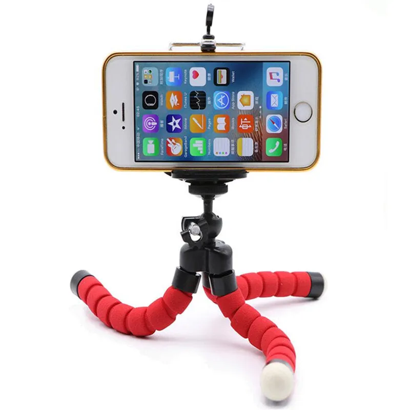Flexible Portable Adjustable Tripod Mini Universal Octopus Leg Style Bluetooth Selfie Stick  blue_With Bluetooth remote control