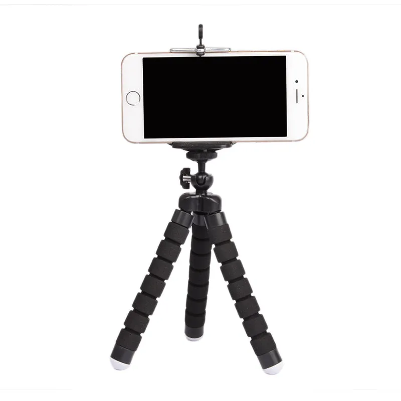Flexible Portable Adjustable Tripod Mini Universal Octopus Leg Style Bluetooth Selfie Stick  blue_With Bluetooth remote control