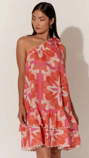 FRIDA SHORT PRINT ONE SHOULDER DRESS